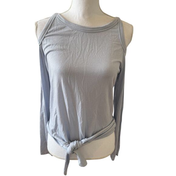 Red Haute Cold Shoulder Tie Front Long Sleeve Casual Top Sky Blue M - Picture 1 of 4